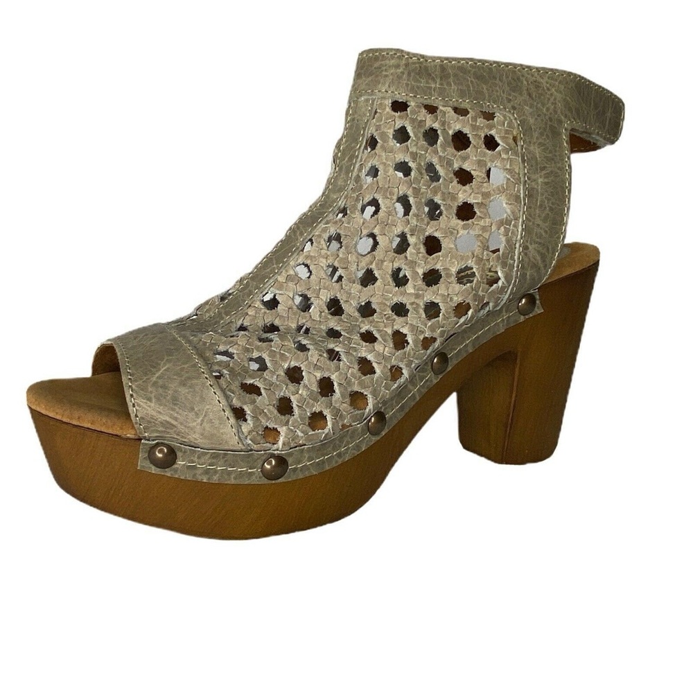 Sbicca Leather Woven Kingsley Platform Sandals Womens 41 US 10 Ice Tan Boho - Picture 2 of 2